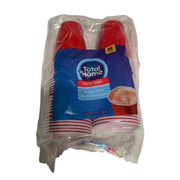 Total Home Red Party Cups Plastic Cold Beverages 50 CVS - Picture 1 of 1